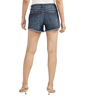 Silver Jeans Co. Mid Rise Luxe Stretch Exposed Button Frayed Hem Boyfriend Shorts