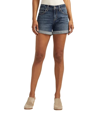 Silver Jeans Co. Mid Rise Power Stretch Rolled Cuff Boyfriend Shorts