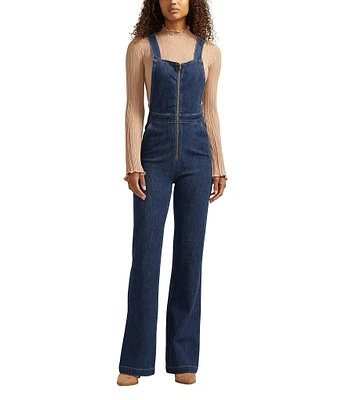 Silver Jeans Co. Open Back Zip Front Flare Leg Overalls