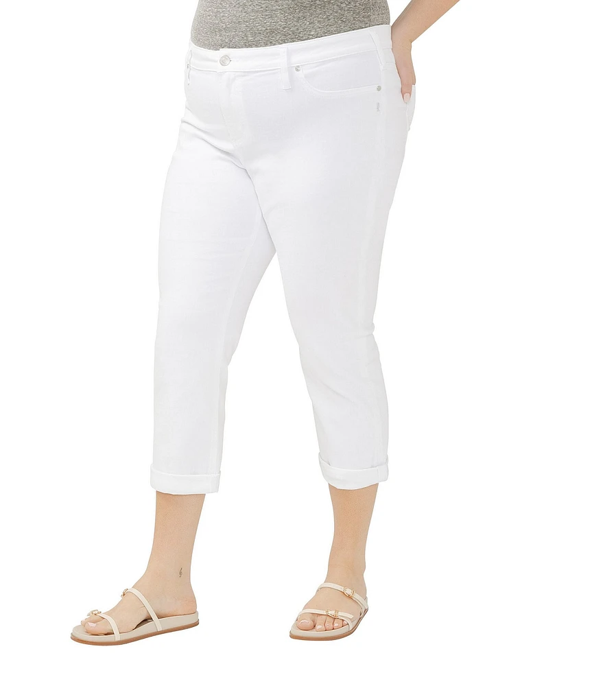 Silver Jeans Co. Plus Size Elyse Luxe Stretch Denim Mid Rise Rolled Hem Capri Jeans