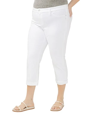 Silver Jeans Co. Plus Size Elyse Luxe Stretch Denim Mid Rise Rolled Hem Capri Jeans