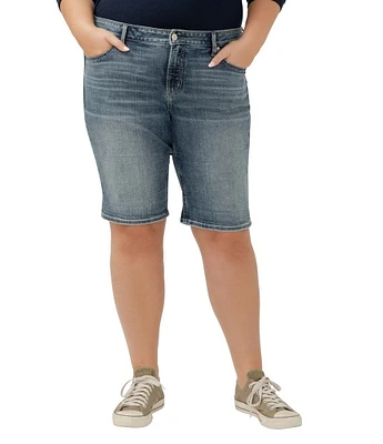 Silver Jeans Co. Plus Size Elyse Luxe Stretch Mid-Rise Bermuda Shorts