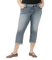 Silver Jeans Co. Plus Size Elyse Mid Rise Cuff Hem Capri Jeans