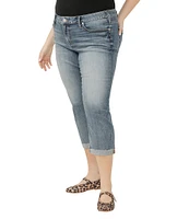 Silver Jeans Co. Plus Size Elyse Mid Rise Cuff Hem Capri Jeans