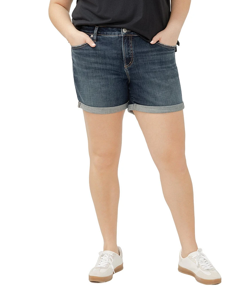 Silver Jeans Co. Plus Size Elyse Mid-Rise Cuffed Denim Shorts