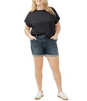 Silver Jeans Co. Plus Size Elyse Mid-Rise Cuffed Denim Shorts