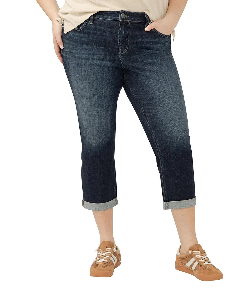 Silver Jeans Co. Plus Size Elyse Mid Rise Rolled Hem Capri Jeans