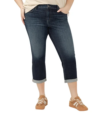 Silver Jeans Co. Plus Size Elyse Mid Rise Rolled Hem Capri Jeans