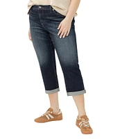 Silver Jeans Co. Plus Size Elyse Mid Rise Rolled Hem Capri Jeans