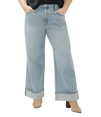 Silver Jeans Co. Plus Size High Rise Wide Leg Cuff Jeans