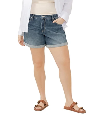 Silver Jeans Co. Plus Size Mid Rise Cuff Hem Boyfriend Shorts