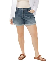 Silver Jeans Co. Plus Size Mid Rise Cuff Hem Boyfriend Shorts