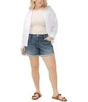 Silver Jeans Co. Plus Size Mid Rise Cuff Hem Boyfriend Shorts
