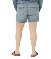 Silver Jeans Co. Plus Size Mid Rise Raw Hem Boyfriend Shorts