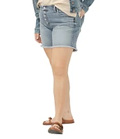 Silver Jeans Co. Plus Size Mid Rise Raw Hem Boyfriend Shorts