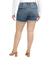 Silver Jeans Co. Plus Size Suki High Rise Mid Stretch Denim Rolled Cuff Shorts