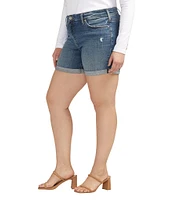 Silver Jeans Co. Plus Size Suki High Rise Mid Stretch Denim Rolled Cuff Shorts