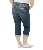 Silver Jeans Co. Plus Size Suki Mid Rise American Flag Detail Curvy Fit Capri Jeans
