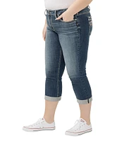 Silver Jeans Co. Plus Size Suki Mid Rise American Flag Detail Curvy Fit Capri Jeans