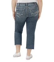 Silver Jeans Co. Plus Size Suki Mid Rise American Flag Detail Kick Flare Crop Jeans
