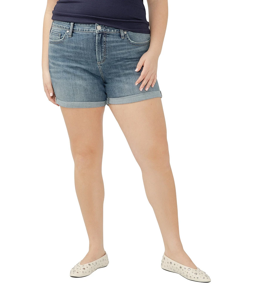 Silver Jeans Co. Plus Size Suki Mid Rise Curvy Fit Cuffed Hem Shorts