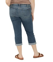 Silver Jeans Co. Plus Size Suki Mid Rise Curvy Fit Luxe Stretch Cuffed Denim Capri Jeans