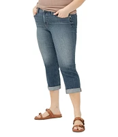 Silver Jeans Co. Plus Size Suki Mid Rise Curvy Fit Luxe Stretch Cuffed Denim Capri Jeans