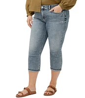 Silver Jeans Co. Plus Size Suki Mid Rise Curvy Fit Luxe Stretch Denim Capri Jeans