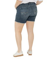 Silver Jeans Co. Plus Size Suki Mid Rise Distressed Raw Hem Shorts