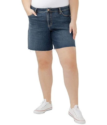 Silver Jeans Co. Plus Size Suki Mid Rise Frayed Hem Shorts