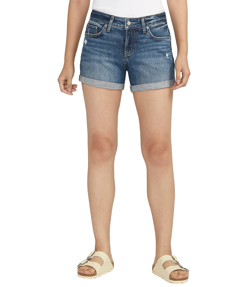 Silver Jeans Co. Suki High Rise Mid Stretch Rolled Cuff Shorts