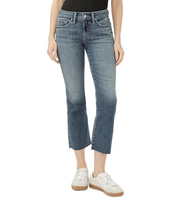 Silver Jeans Co. Suki Mid Rise Curvy Fit Flare Cropped Jeans