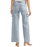 Silver Jeans Co. Suki Mid Rise Low Stretch Curvy-Fit Wide-Leg Cargo Jeans