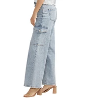 Silver Jeans Co. Suki Mid Rise Low Stretch Curvy-Fit Wide-Leg Cargo Jeans