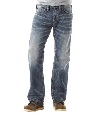 Silver Jeans Co. Zac Relaxed Fit Straight Leg Dusted Denim Jeans