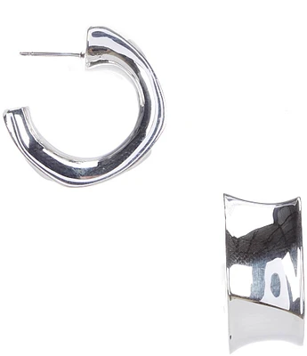 Simon Sebbag Sterling Silver Concave Huggie Earrings