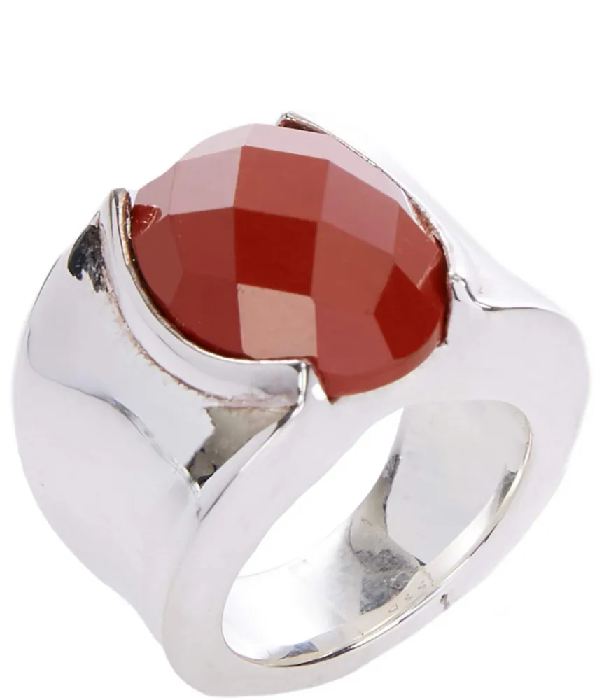 Simon Sebbag Faceted Red Jasper Sterling Silver Statement Ring