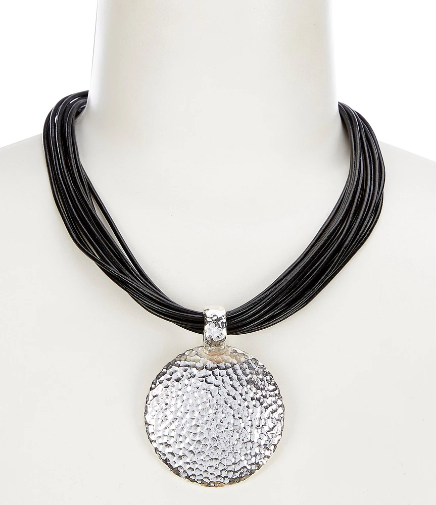 Simon Sebbag Leather Pendant Statement Necklace