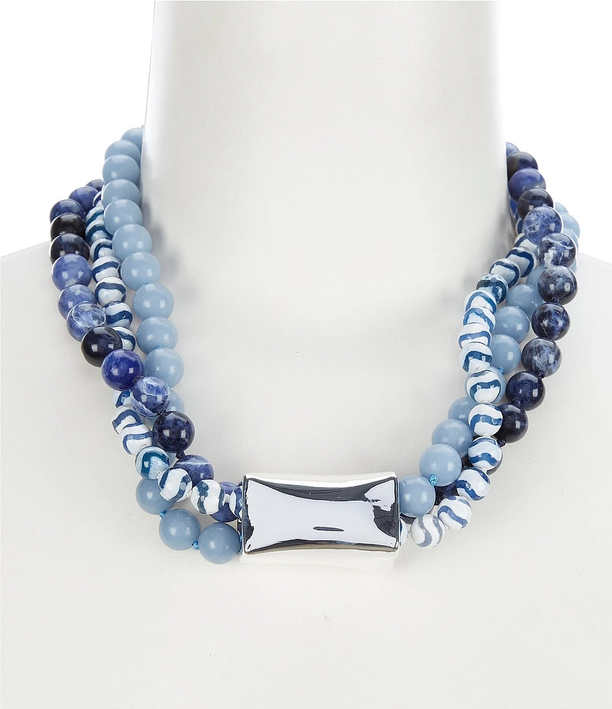 Simon Sebbag Mixed Blue Semi Precious Stone Statement Necklace