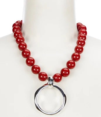 Simon Sebbag Red Shell Pendant Statement Necklace