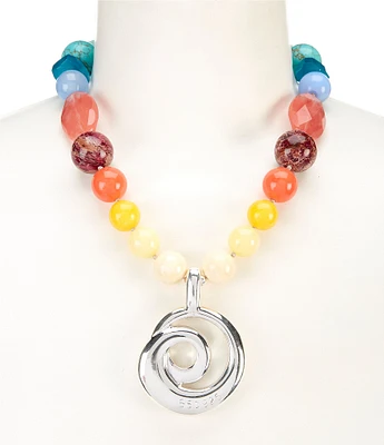 Simon Sebbag Semi Precious Statement Pendant Necklace