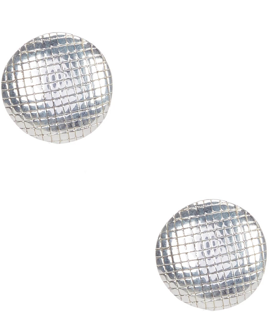 Simon Sebbag Silver Lattice Button Clip Earrings