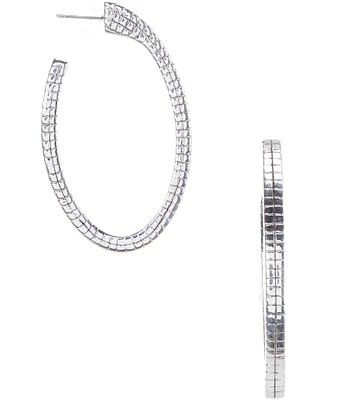 Simon Sebbag Sterling Silver Lattice Oval Hoop Earrings