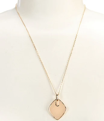 Simplicity Diamond Polished Metal Short Pendant Necklace