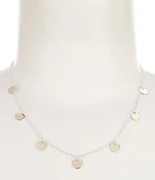 Simplicity Shakey Disc Drop Frontal Short Two Tone Chain Collar Necklace