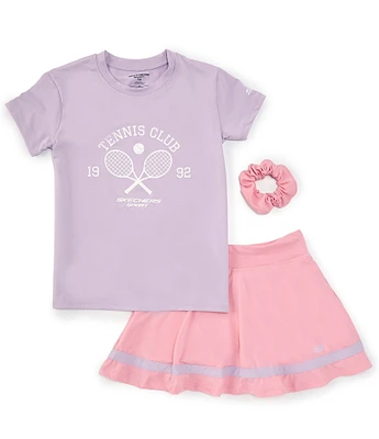 Skechers Big Girls 7-12 Short Sleeve Tennis Club T-Shirt & Bottom 2-Piece Set