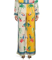 Skies Are Blue Coordinating Border Print Wide Leg Drawstring Pant