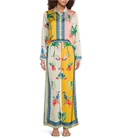 Skies Are Blue Coordinating Border Print Wide Leg Drawstring Pant