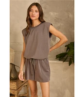 Skies Are Blue Brushed Modal Drawstring High Waist Shorts