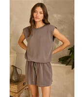 Skies Are Blue Brushed Modal Drawstring High Waist Shorts